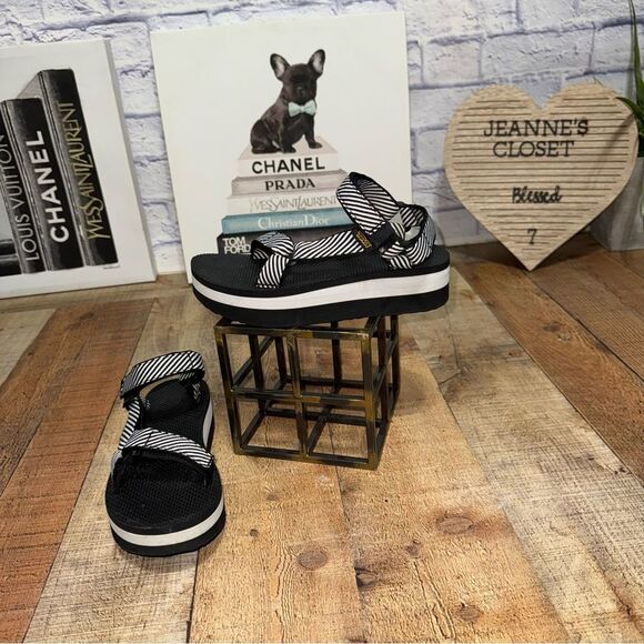 Teva Flatform Universal Original Candy Stripe Black - Picture 1 of 10